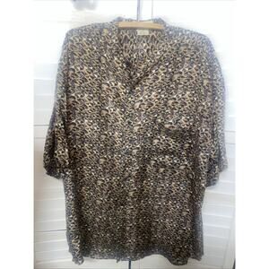 Vintage Montage Pour Homme 100% Silk Geometric Button-Front Shirt Men's Size M